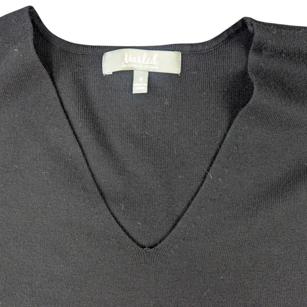 Marled Reunited Clothing V-Neck Sweater Vest Black Size M Rayon Blend High-Low